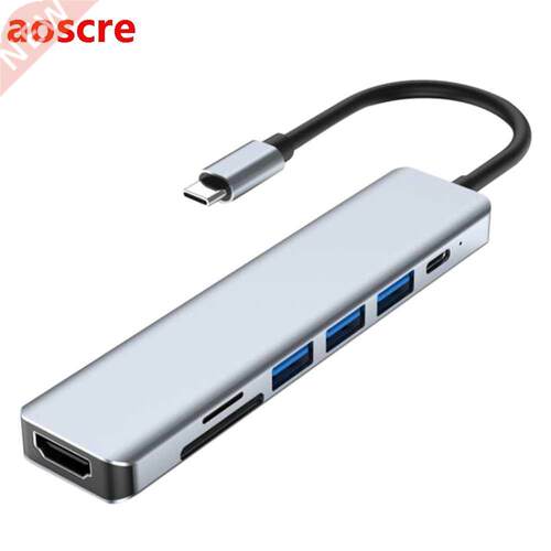 7 in 1 USB3.0 USB2.0 Adapter with 4K HDMI-Compatible Multipo