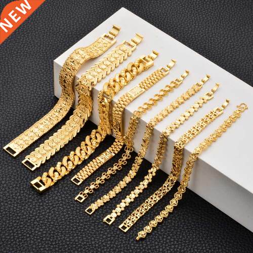 Fashion Plated Gold Multi Shape Punk Bracelet Curb Cuban Ch