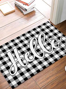Black And White Plaid Doormat Home Protective Floor Mat