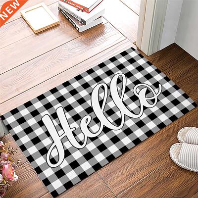 Black And White Plaid Doormat Home Protective Floor Mat