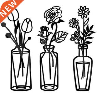 Home Decor Gift Sculptures Indoor Metal Flower Vase Black