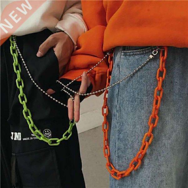 Retro Punk Candy Color Pants Chain Resin Double Layer Pants