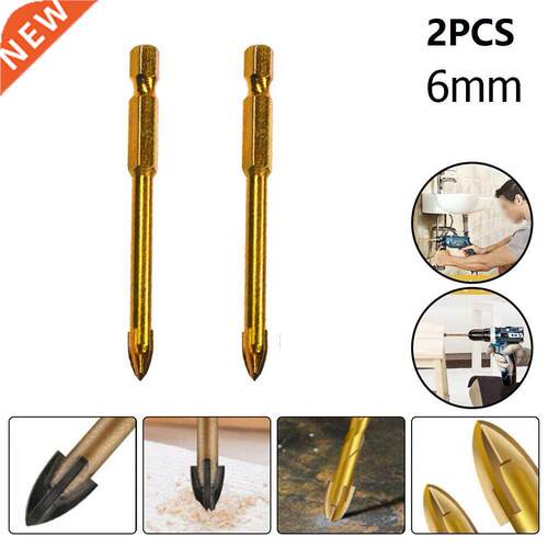 2pcs 6mm Glass Drill Bit Set Titanium Ceramic Tile Marble Gl