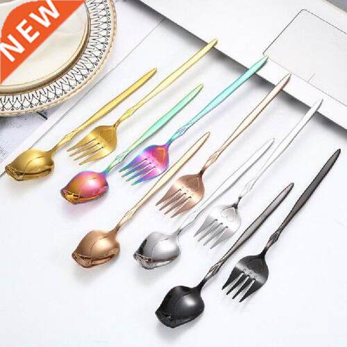 Creative Stainless Steel Rose Flower Spoon Dessert Long