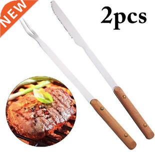 2Pcs BBQ Fork Knife Picnic Roasted Tools Barbecue