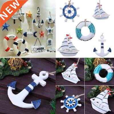 5Pcs Miniatures Decorative Anchor Shape Wooden Hanging Wall