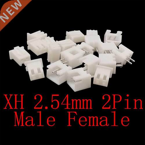 100Pcs JST XH2.54 2Pin 2.54mm Pitch Male Plug Female Socket