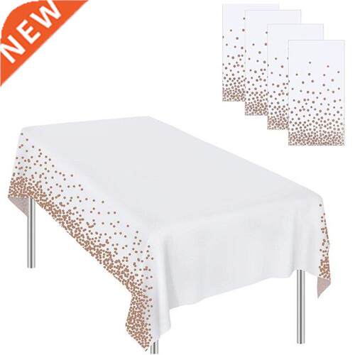 5 Pack Disposable Table Cloth, Dot Rose Gold Tablecloth, Con