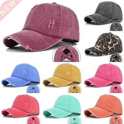 Women Vintage Washed Cotton Baseball Cap Sunscreen Distresse