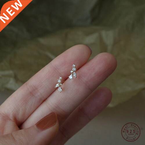 925 Sterlng Slver Korean Smple Pavé Crystal Malt Stud