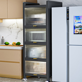 厨房置物架微波炉收纳柜夹缝落地橱柜碗柜多层储物柜货架新疆 包邮