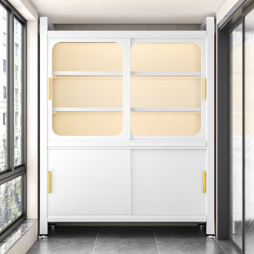 【推拉门·层高可调】阳台收纳柜