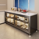 岩板厨房多功能置物架家用微波炉落地多层橱柜餐边推拉门收纳储柜