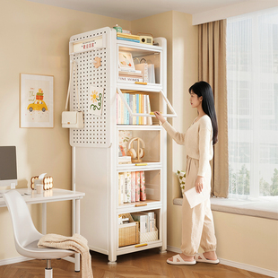 加厚钢制书架落地置物架多层收纳架客厅靠墙一体储物柜儿童书柜子