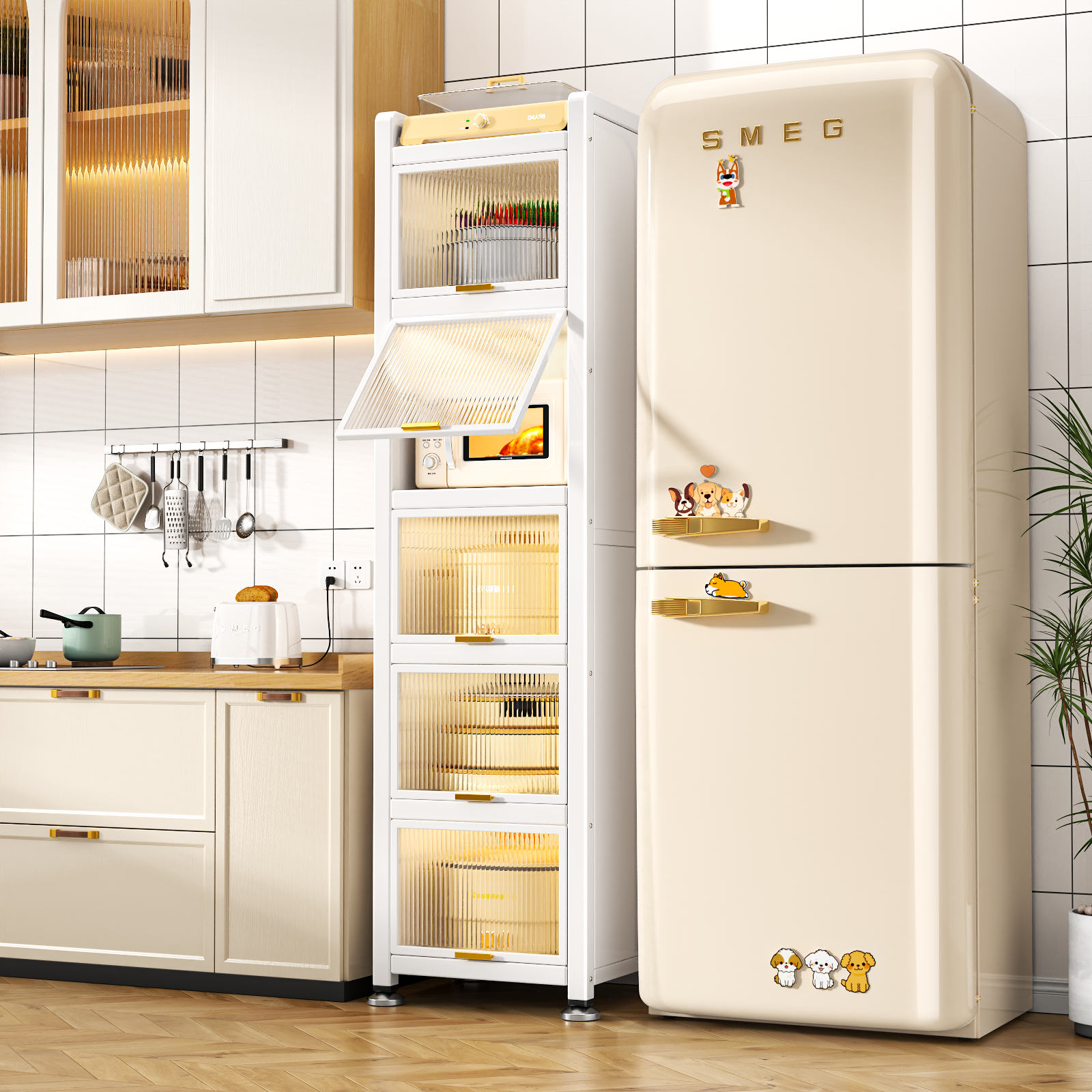 厨房置物架多层收纳架家用夹缝收纳柜微波炉橱柜碗柜调料储物柜子,厨房/烹饪用具,厨房置物架/置物柜/角架,淘宝优惠券,粉丝福利购,淘宝优惠卷