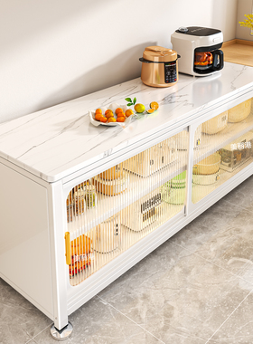 厨房置物架新款落地多层岩板餐边收纳柜多功能工作台储物杂物橱柜