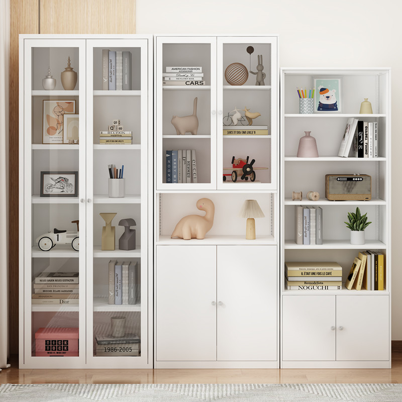 美丽港铁艺书柜落地靠墙家用儿童客厅简约玻璃门防尘矮小钢制书架,住宅家具,单个书柜,淘宝优惠券,粉丝福利购,淘宝优惠卷