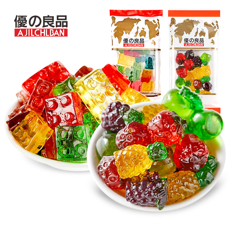 优之良品 趣智软糖120g 4D积木形水果形果肉果汁糖橡皮糖果零食