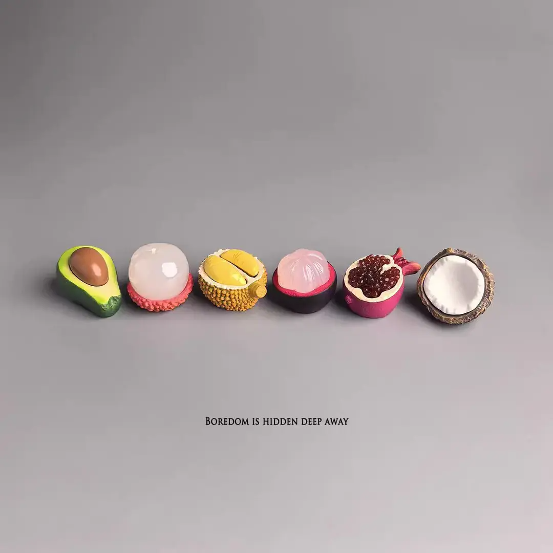 无聊了摆几个拨开水果治愈心情仿真小摆件电脑日式工位办公桌面