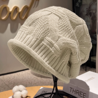 帽子女款2024新款毛线帽卷边针织包头冷帽女士薄款堆堆帽显脸小