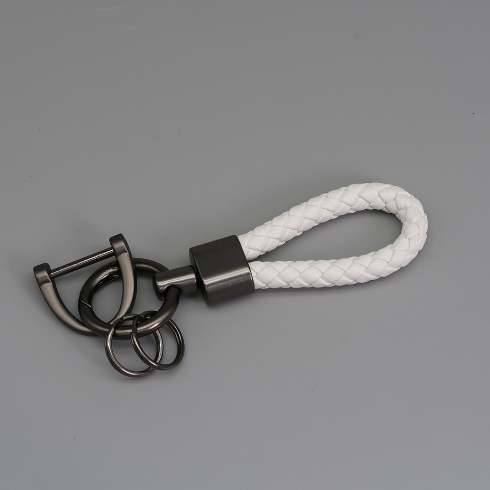 简约高级手工编织汽车钥匙扣皮绳挂件男女时尚锁匙链圈挂饰