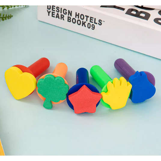 儿童画画海绵印章画刷幼儿园美术涂鸦颜料工具