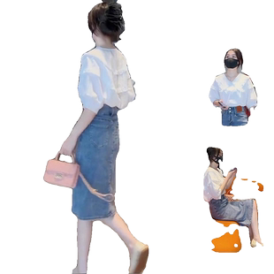 港风高级感小个子炸街成套搭配减龄牛仔半身裙上衣两件套装女夏装