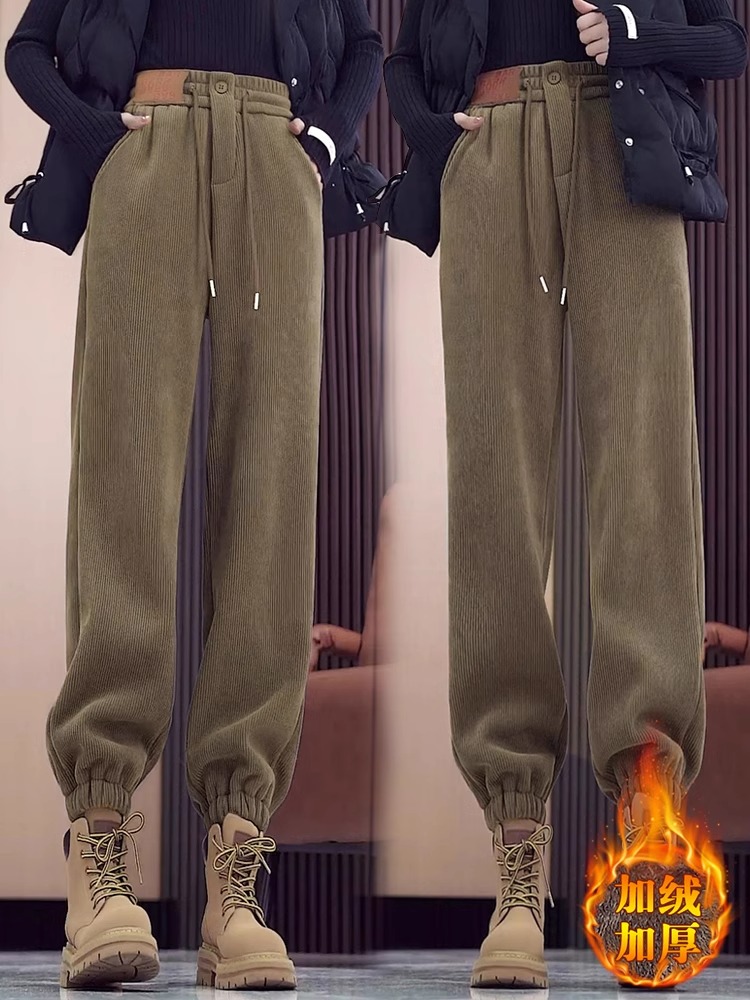 加厚运动裤女束脚卫裤秋冬季休闲