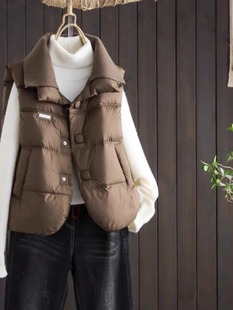 保暖加厚面包羽绒棉马甲秋冬新款 外穿宽松外套上衣女 显瘦百搭无袖