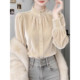 法式 立领上衣女米白色高级感轻奢气质衬衫 简约时尚 温柔风泡泡袖