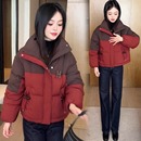 设计感小众加厚棉衣短外套 时尚 拼色立领羽绒棉服女装 冬季 韩系新款