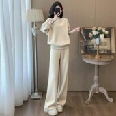 休闲运动套装 女士长袖 洋气春秋宽松减龄秋冬卫衣百搭阔腿加绒加厚
