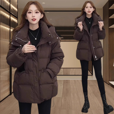 连帽休闲羽绒棉服女款2025新款冬季流行爆款时髦加厚保暖棉衣外套