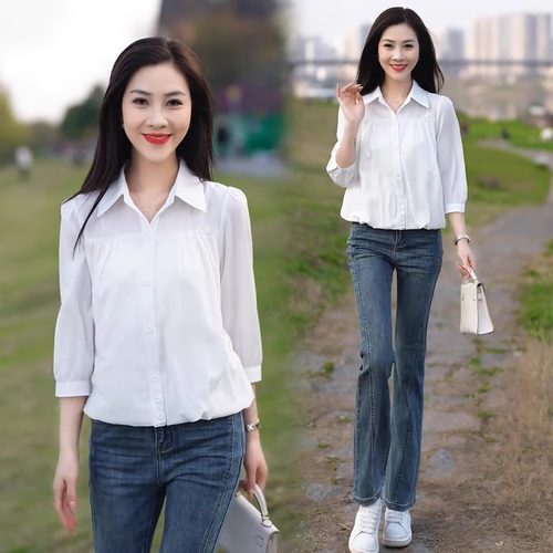 宽松遮肚子显瘦休闲衬衣百搭上衣