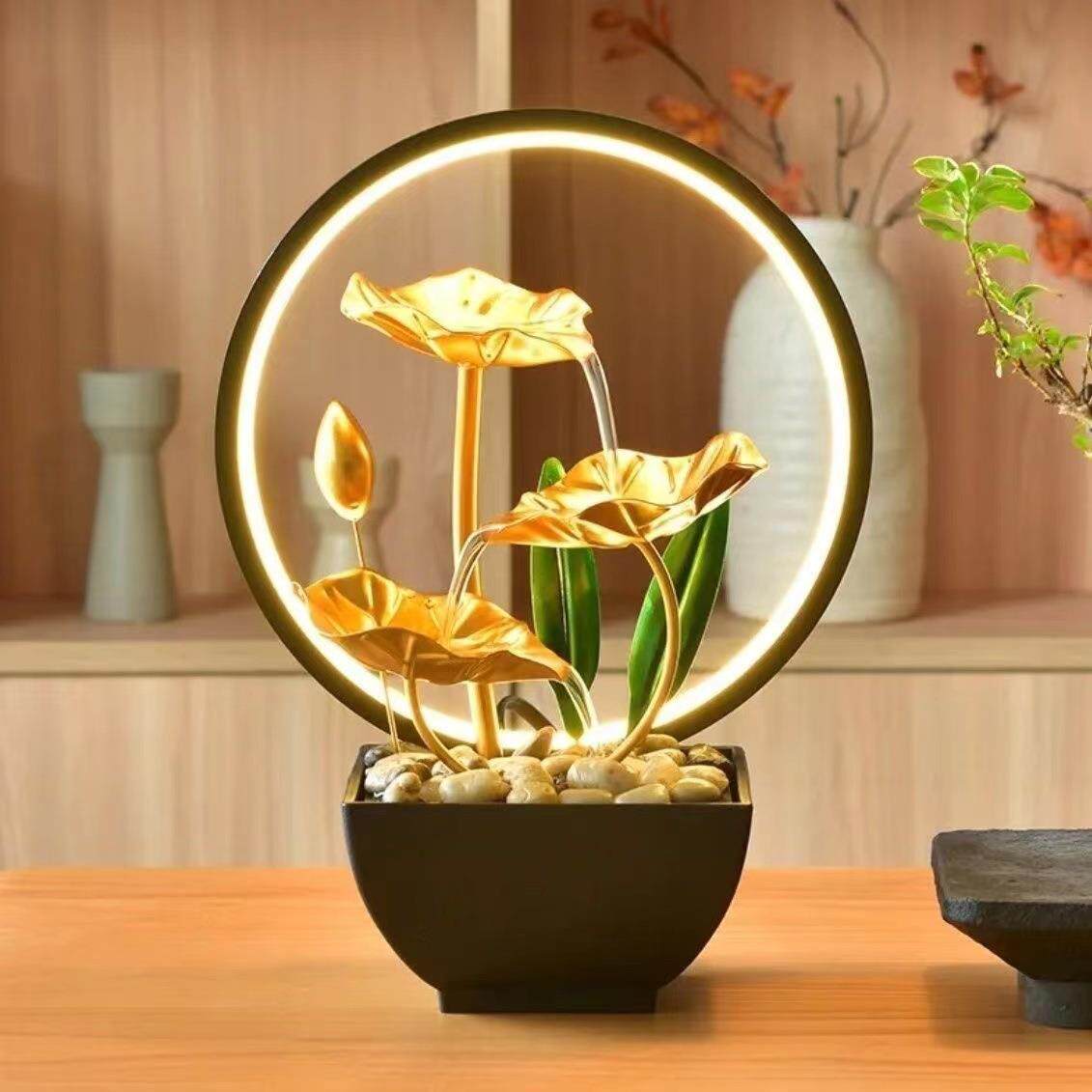 流水摆件循环水灯圈客厅