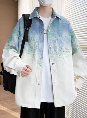 喜仕郎春秋男生潮流港风宽松衬衣