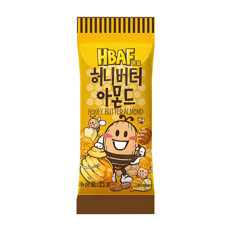 原名汤姆农场韩国HBAF芭蜂蜂蜜黄黄油味扁桃仁坚果零食12袋