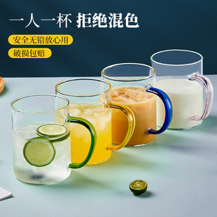 玻璃冷水杯六色水杯 大容量高硼硅玻璃杯耐高温家用待客冷水壶套装