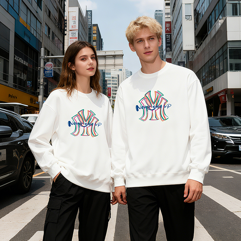 MY卫衣男女秋冬上衣简约宽松印花长袖潮流情侣装学生休闲套头上衣