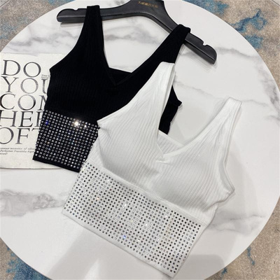 Knitted vest borderless T-shirt top bodice针织背心无边T恤