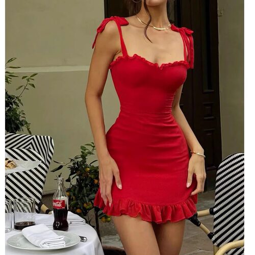 One neck camisole slim fit women's dress一字领修身女士连衣裙