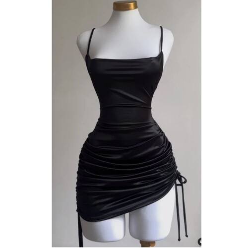 Solid color hip hugging dress for women 纯色修身系带连衣裙女