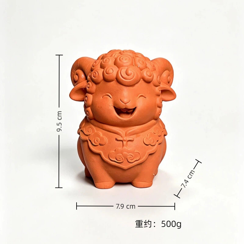 闽南泉州红砖羊茶宠摆件中式