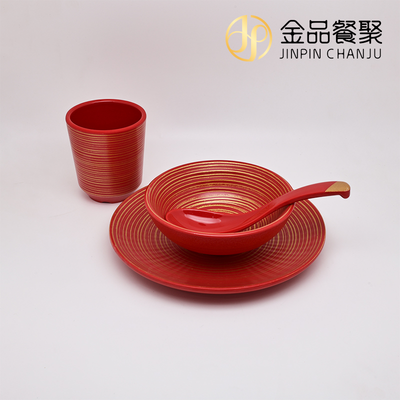 密胺仿瓷日式台面四件套一绪和牛寿喜烧火锅烤肉自助盘涮肉盘叠放