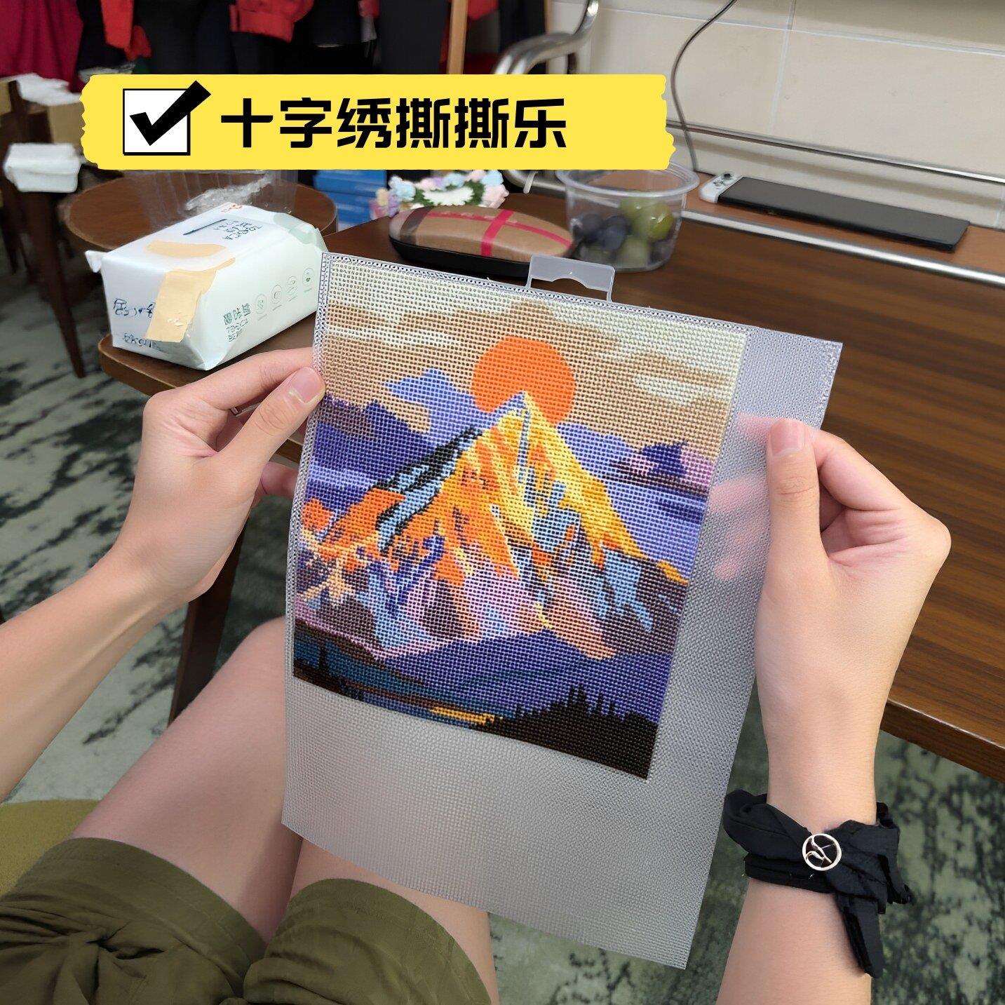 年轻人的十字绣撕撕乐手工diy材料塑料板自制挂件日常解闷小神器
