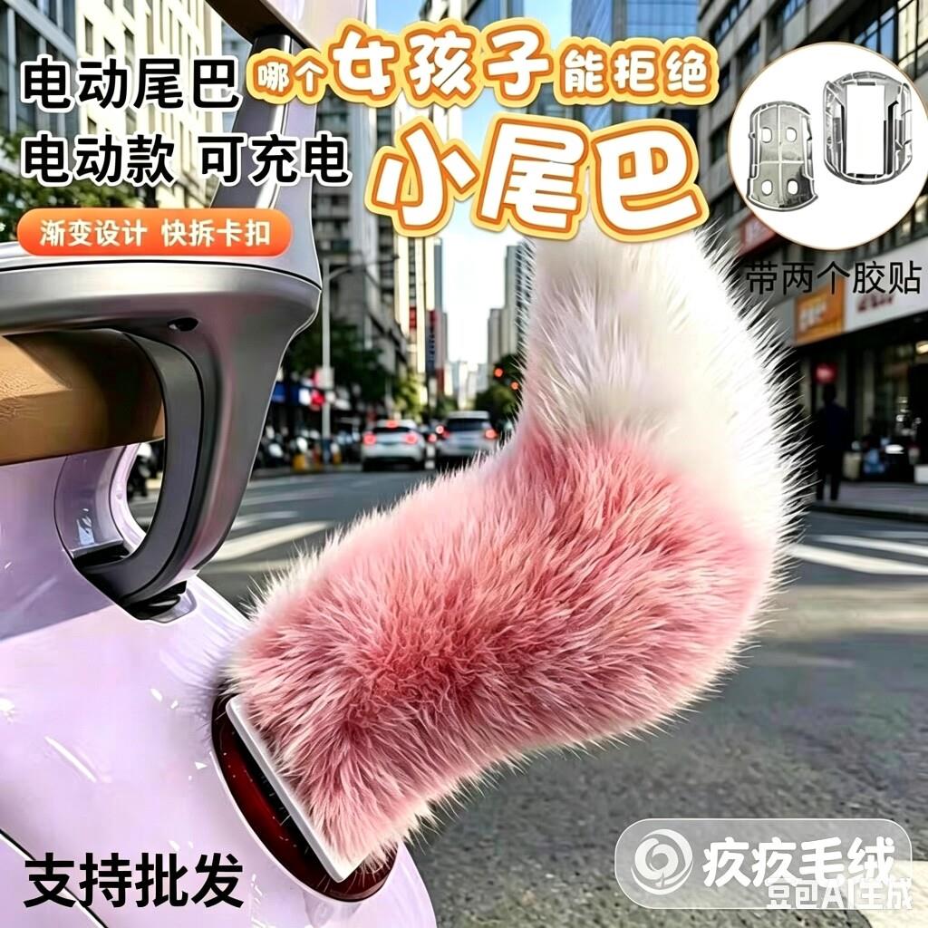 声控汽车电动尾巴道具汽车尾部装饰电动狐狸毛绒小尾巴电动车尾巴