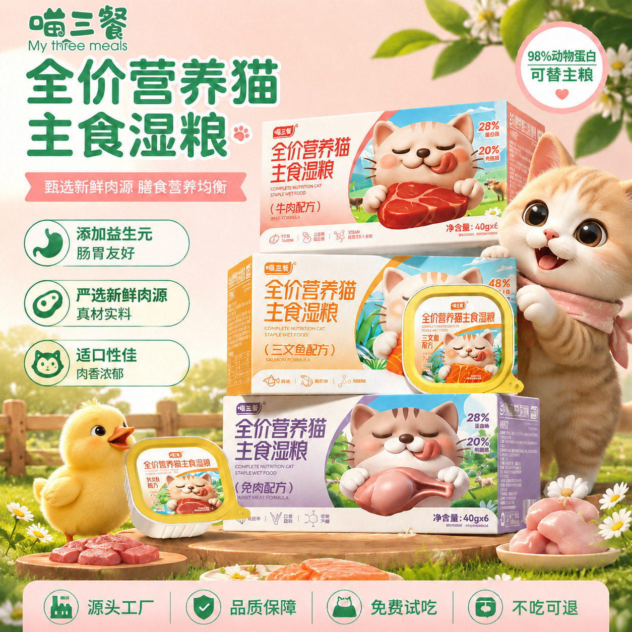 猫罐头主食罐头猫咪餐盒全价主食湿粮猫粮慕斯罐头多种口味