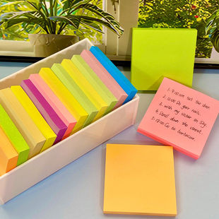 12彩色本装便利记事贴全粘式手工荧光便签学生便条纸百事儿童公
