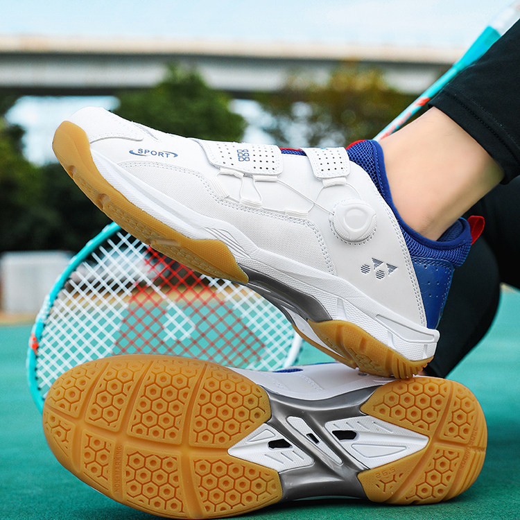 新款情侣款轻便乒乓球运动鞋男网球训练鞋旋转扣休闲羽毛球鞋透气