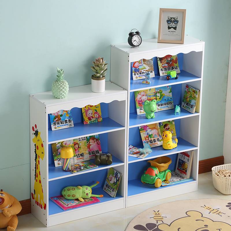卡通儿童书架小学生书柜简易家用置物架落地幼儿园宝宝绘本收纳柜